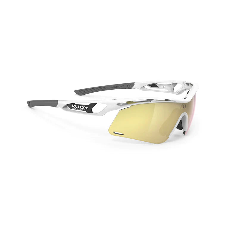 Tralyx+ Slim Couleur : Tralyx Plus Slim White Gloss Frame with Multilaser Gold Lenses