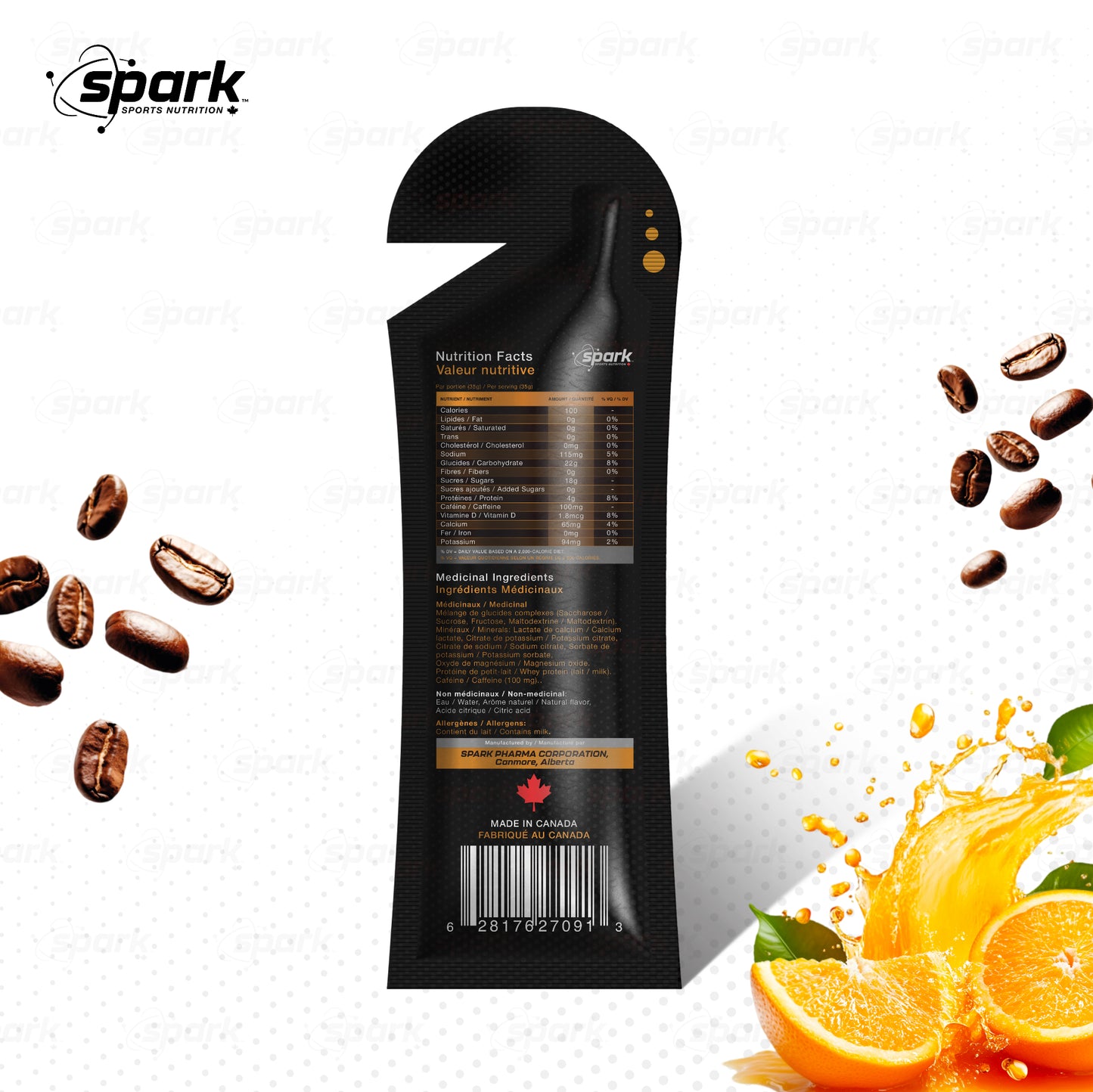SPARK GELS 100 tangerine 35 g MG CAFÉINE 2026