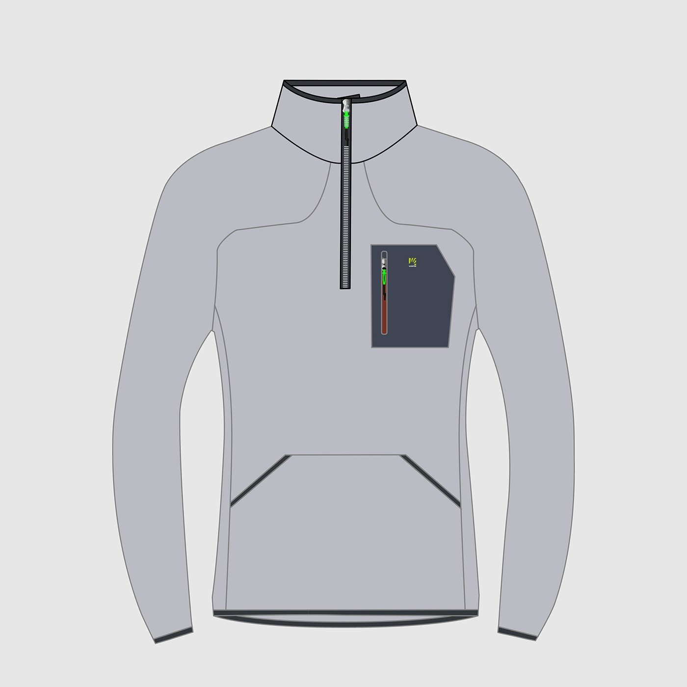 POLAIRE DEMI-ZIP ROCCHETT     MICRO CHIP/WOODL.GRAY | 2531098-021    2026