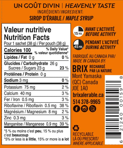 BRIX   ÉRABLE PUR    UNITÉ /12/24   38 G