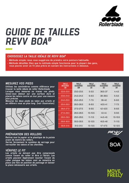 Patins de vitesse en ligne ROLLERS - LONG DISTANCE  REVV BOA® 125 07222200100 | Tailles                      : 23.0-31.5 (Includes Footboard Sizer) | Couleurs: NOIR 2025