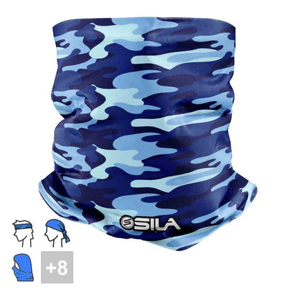 BANDANA TOUR DE COU multifonction SILA CAMO Bleu A-BANDANA SILA SPORTS 