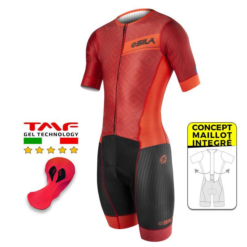 COMBINAISON CYCLISME SILA CLASSY STYLE ROUGE MC Référence 2969 - M - Rouge V-COMBINAISON SILA SPORTS S Rouge 