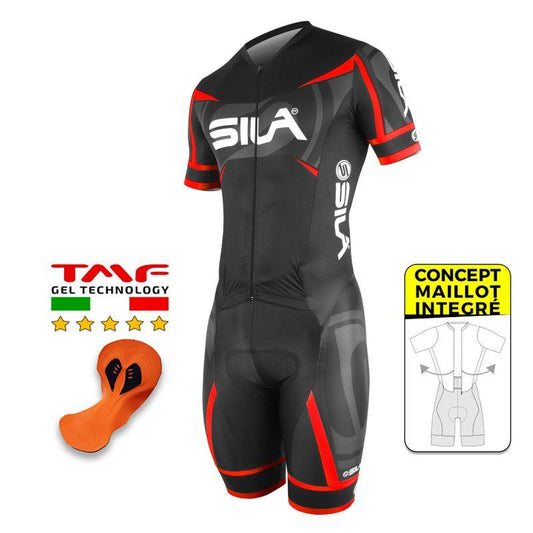 COMBINAISON CYCLISME SILA TEAM PRO R-GIRO - ROUGE - V-COMBINAISON SILA SPORTS 
