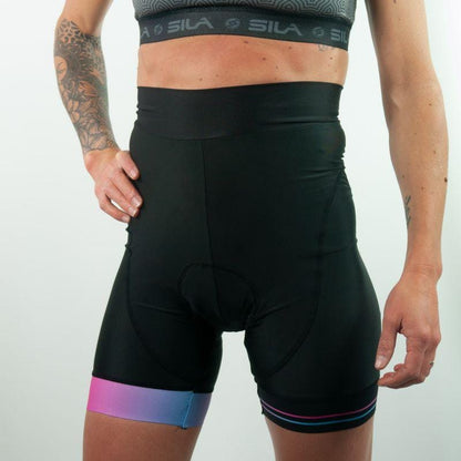 CUISSARD CYCLISME FEMME TAILLE HAUTE SILASPORT GIRLY STYLE ROSE V-CUISSARD SILA SPORTS 