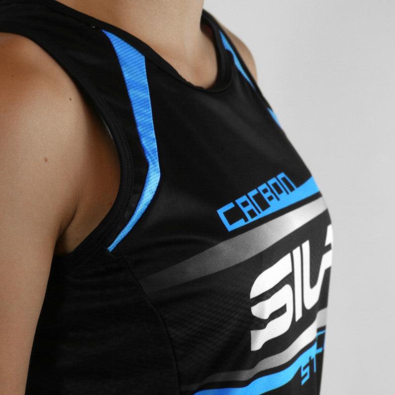 DÉBARDEUR RUNNING FEMME - SILA CARBON STYLE 2 - BLEU 1714 T-DÉBARDEUR SILA SPORT 