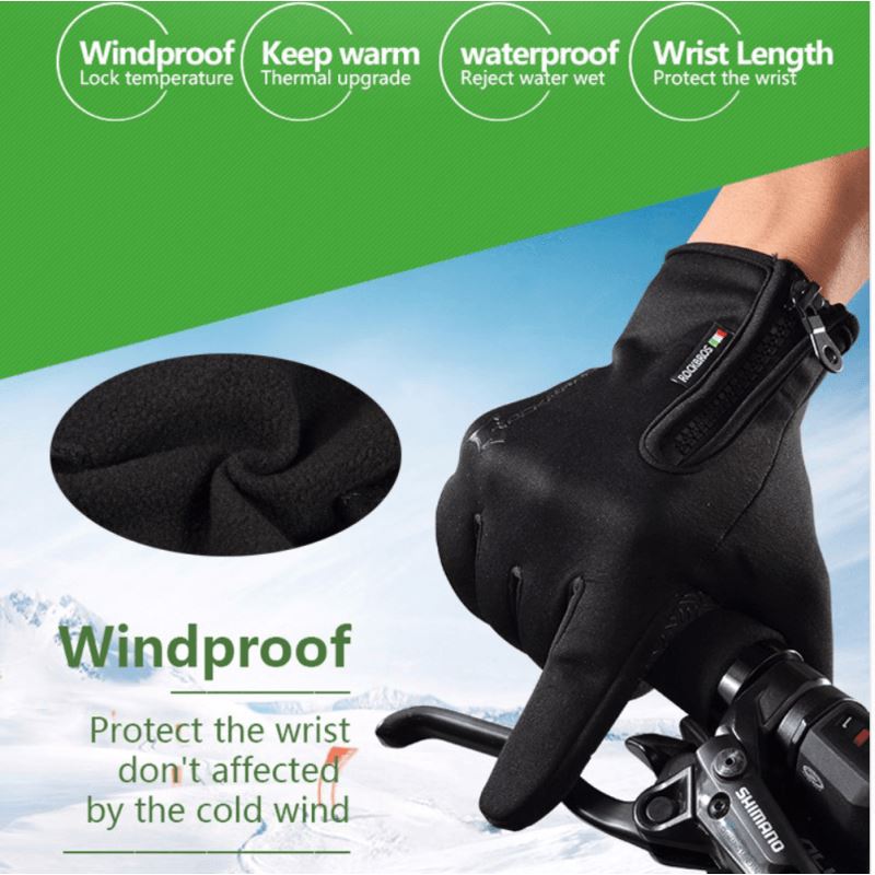 GANTS LONG MTB ROCKBROS - ZIP THERMIQUE Bleu Référence 1400 - - Bleu A-GANTS LONG SILA SPORT 