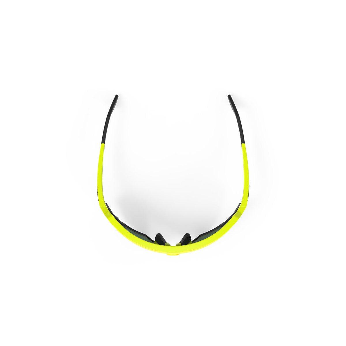 LUNETTES DEFENDER CADRE JAUNE FLUO GLOSS ET VERRES MULTILASER ORANGE PARE-CHOCS NOIRS E-LUNETTES RUDY PROJECT 