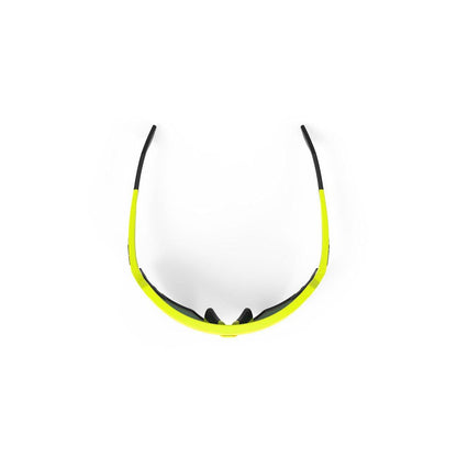 LUNETTES DEFENDER CADRE JAUNE FLUO GLOSS ET VERRES MULTILASER ORANGE PARE-CHOCS NOIRS E-LUNETTES RUDY PROJECT 