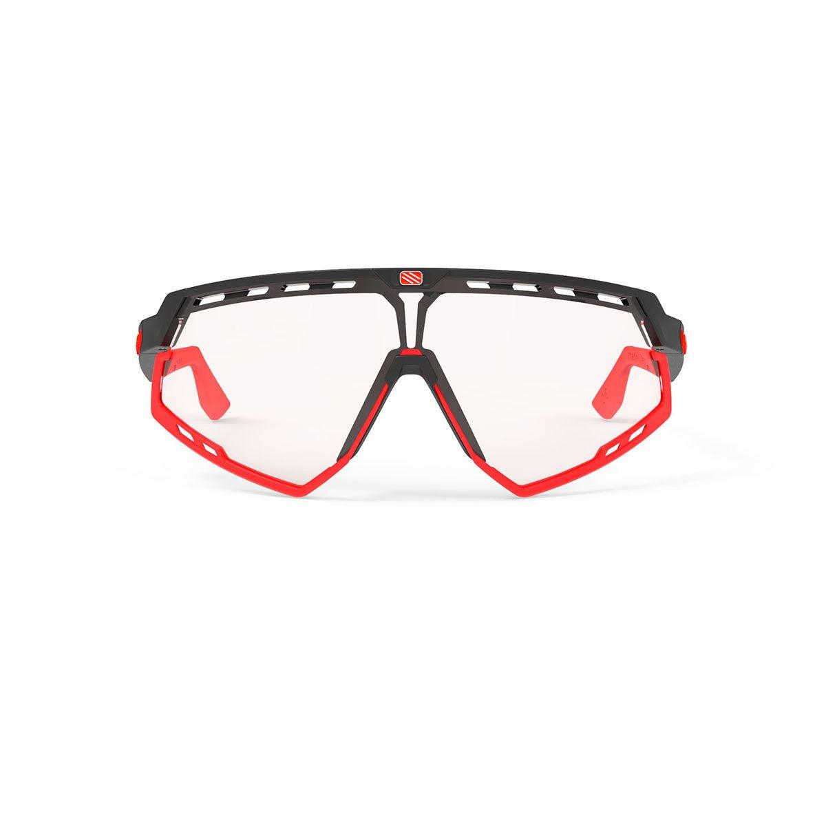 LUNETTES DEFENDER /MONTURE NOIRE MATE ET VERRES IMPACTX-2 PHOTOCHROMIQUES TRANSPARENTS À ROUGES PARE-CHOCS ROUGES E-LUNETTES RUDY PROJECT 