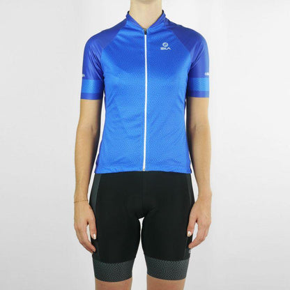 MAILLOT FEMME SILA AZALEA STYLE - BLEU - Manches courtes Référence 2931 - Bleu V-MAILLOT SILA SPORTS 