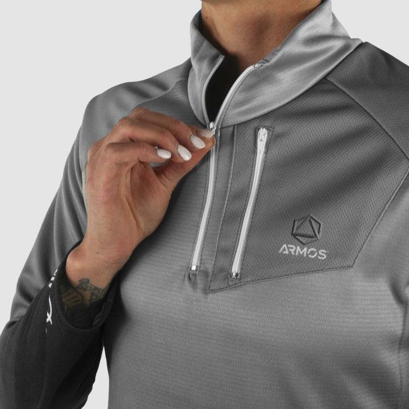 MAILLOT RUNNING FEMME HIVER ARMOS DANA GRIS V-MAILLOT SILA SPORT 