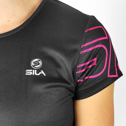 MAILLOT RUNNING FEMME SILA VORTEX - NOIR/ROSE Référence 2227 - V-MAILLOT SILA SPORT 