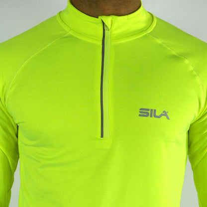 MAILLOT RUNNING HOMME - SILA PRIME JAUNE FLUO - MANCHES LONGUES 1862 V-PACK PROMO SILA SPORT 
