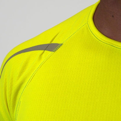 MAILLOT RUNNING - SILA PRIME JAUNE FLUO - Manches courtes 1301 M-RUNNING SILA SPORT 