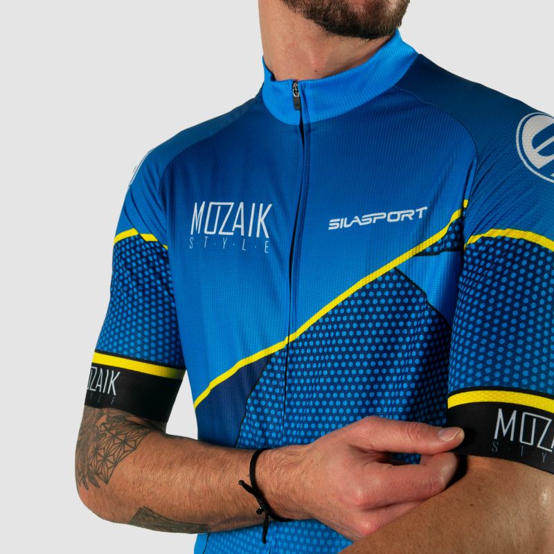 MAILLOT SILASPORT MOZAIK STYLE BLEU MC V-MAILLOT SILA SPORTS 