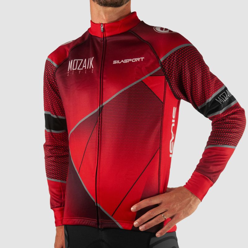 MAILLOT / VESTE MI-SAISON EVO SILASPORT MOZAIK STYLE ROUGE V-MAILLOT SILA SPORT 