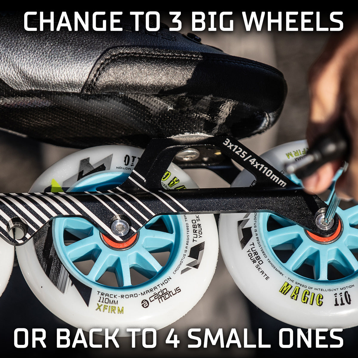 Patin de vitesse en ligne Agility-3 3x125mm DISPONIBLE MAINTENANT R-CHAUSSURE CADOMOTUS 